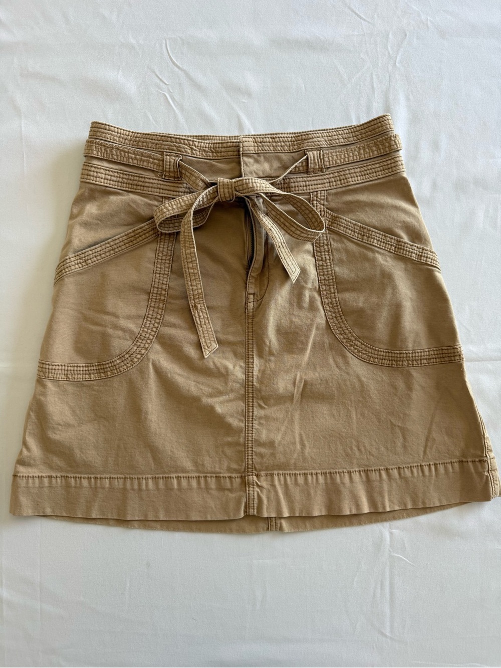 Pilcro and the Letterpress for Anthropologie Tan Tie-Waist Mini Skirt